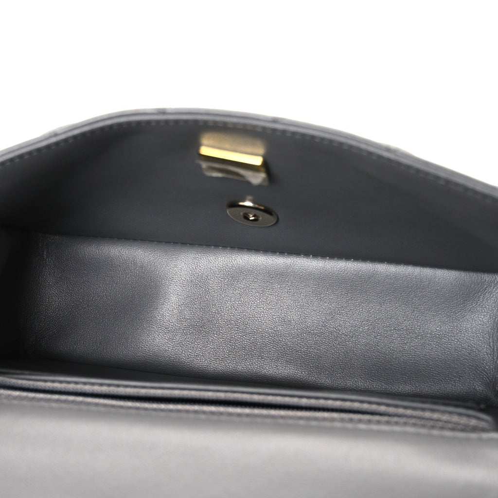 Lambskin Quilted Mini Rectangular Flap Grey