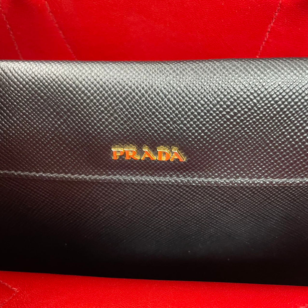 Prada Medium Black / Red Double Tote Bag