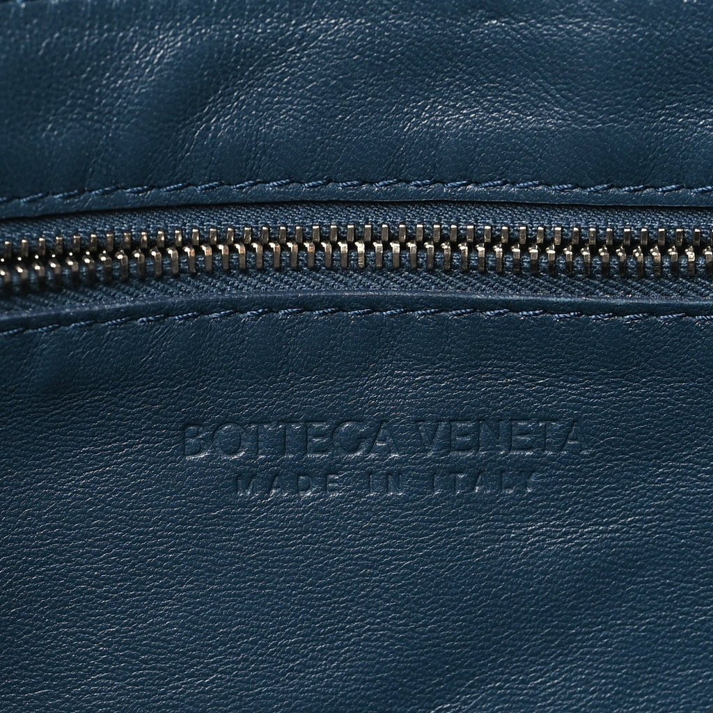 Grained Calfskin Maxi Intrecciato Brick Cassette Bag Deep Blue