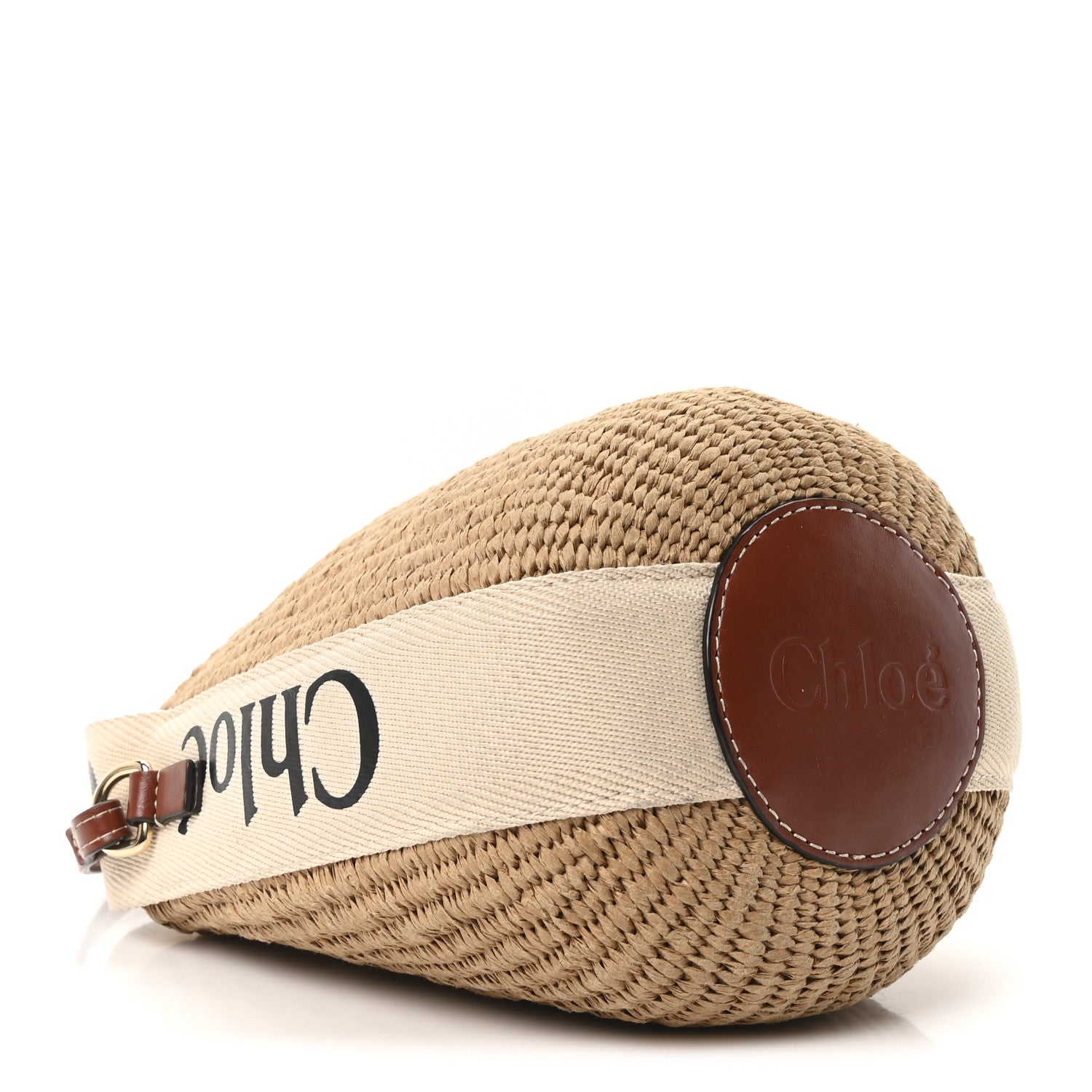 Raffia Calfskin Small Woody Basket Bag Brown