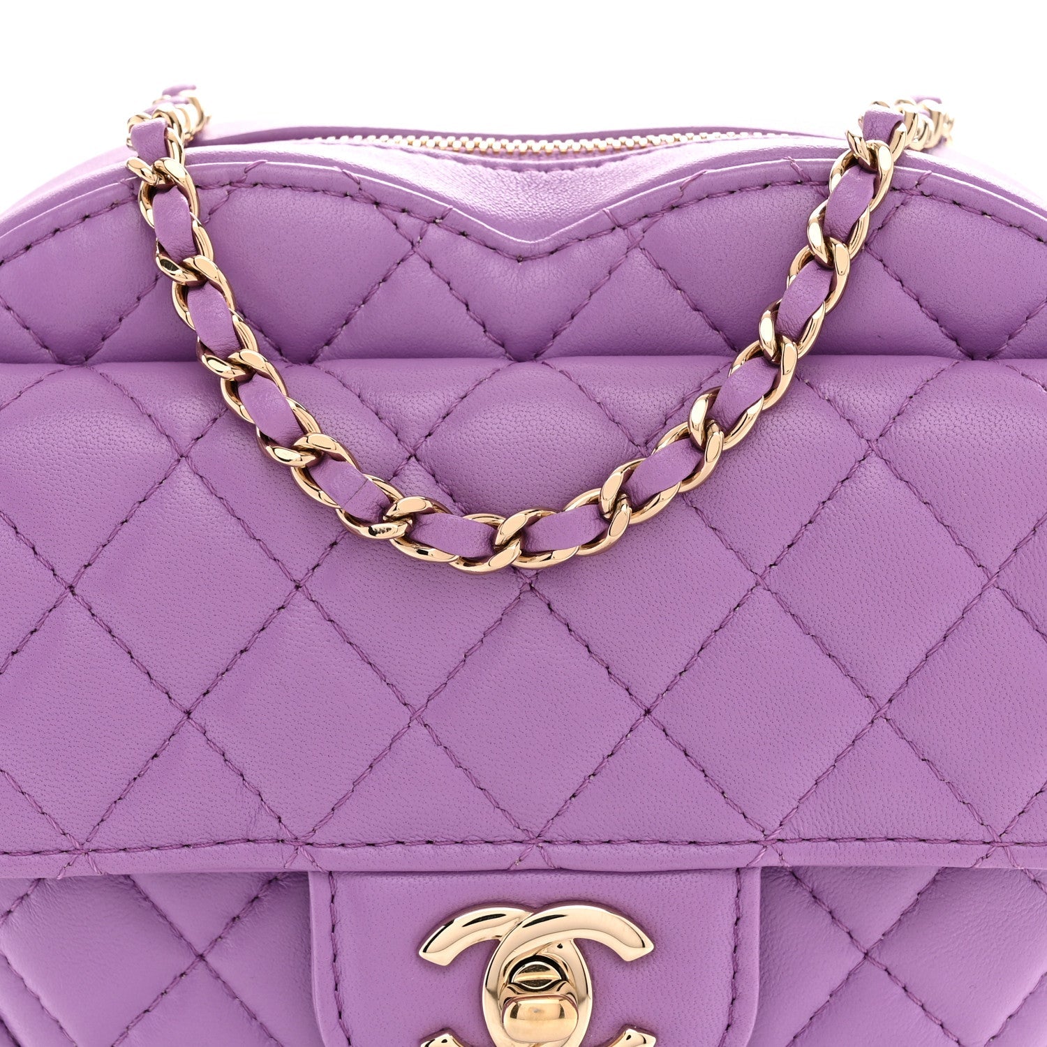Lambskin Quilted CC In Love Heart Bag Purple
