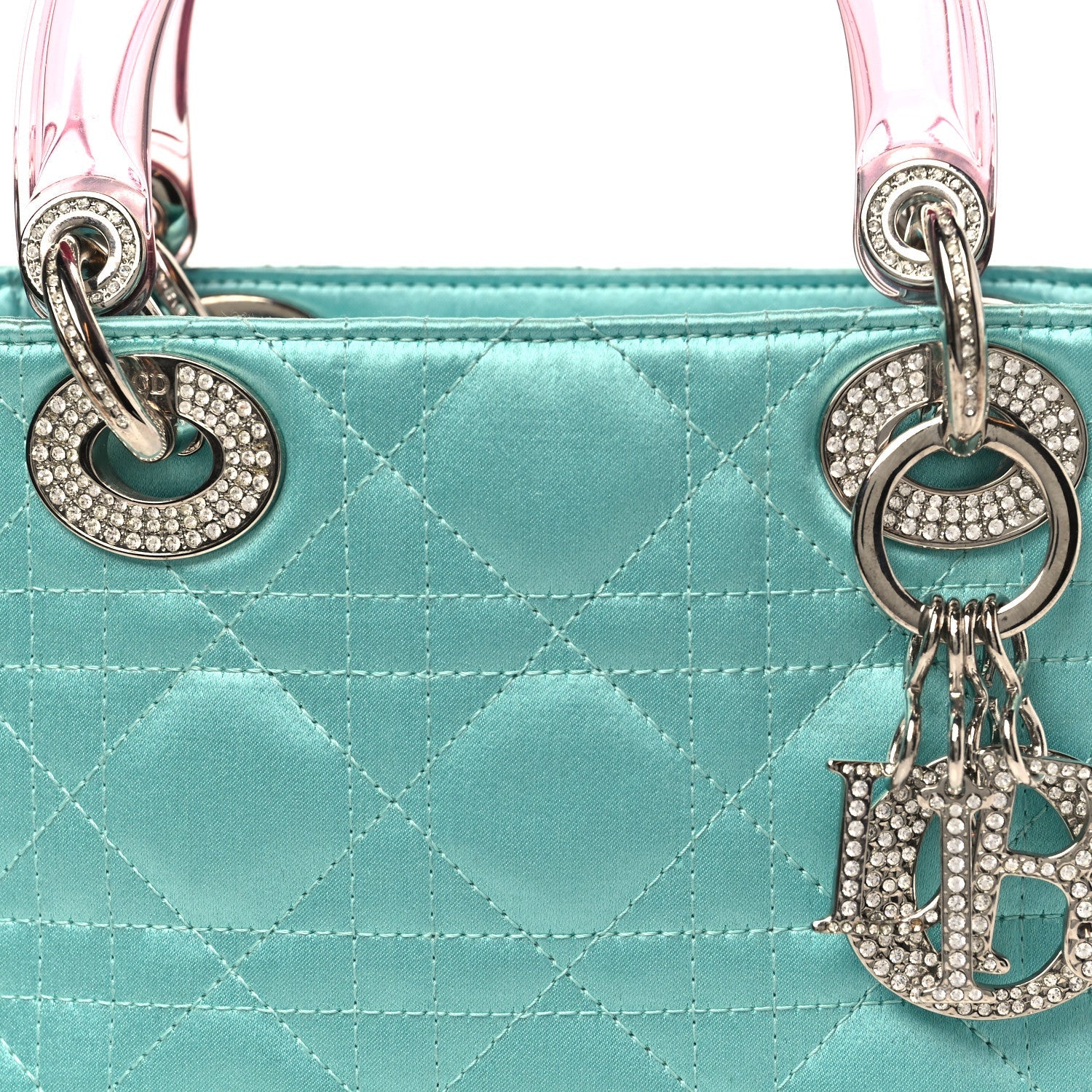 Satin Swarovski Crystal Acrylic PVC Cannage Mini Lady Dior Blue