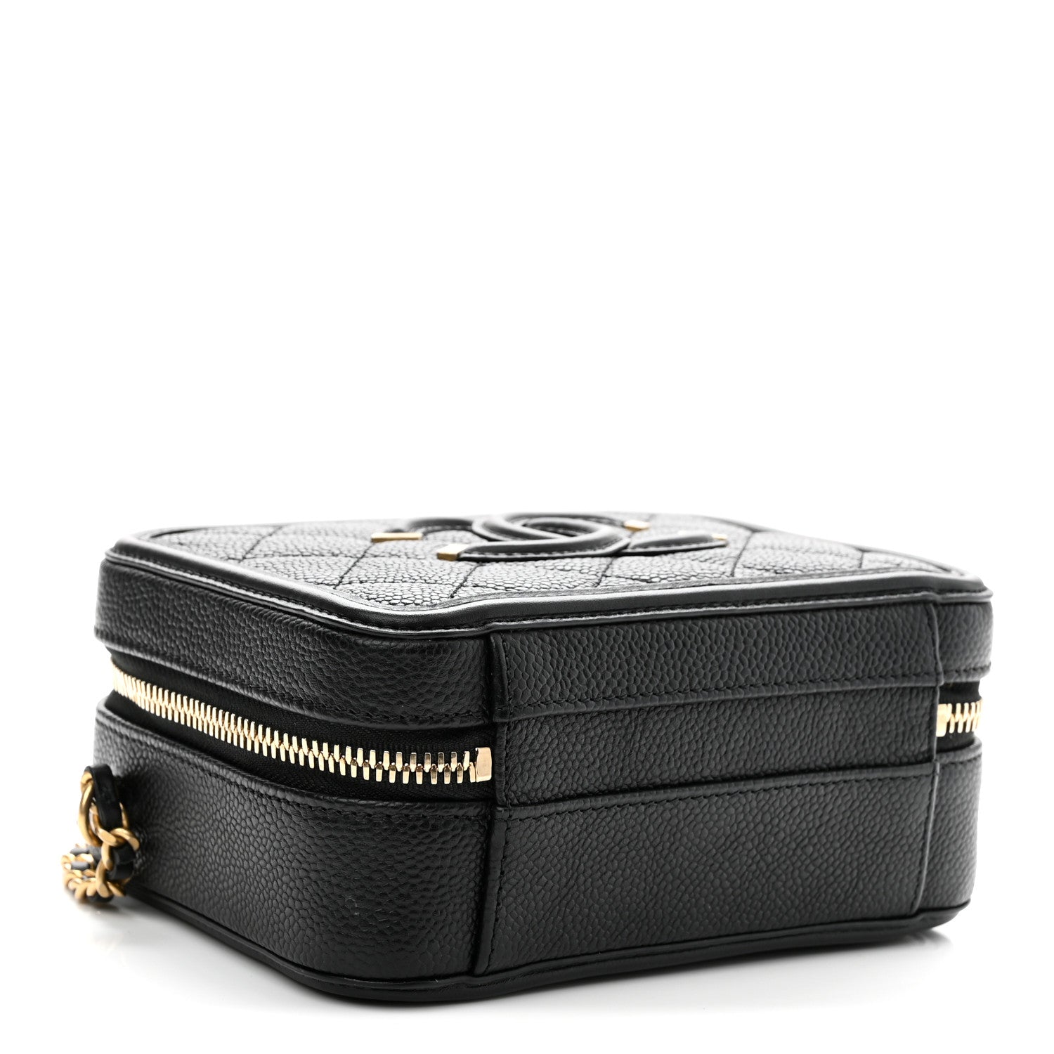 Caviar Quilted Small CC Filigree Vanity Case Black