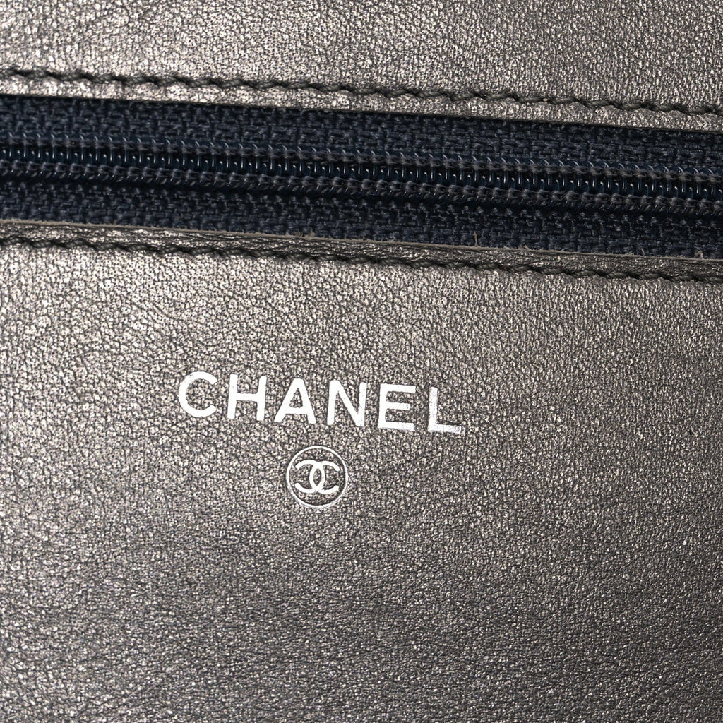 Metallic Caviar Timeless CC Wallet On Chain WOC Grey