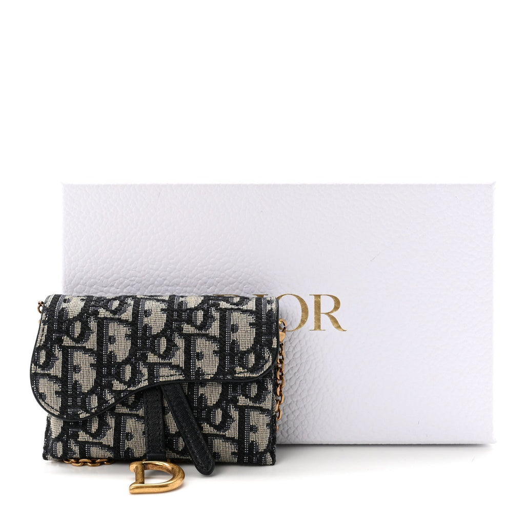 Oblique Nano Saddle Chain Pouch Blue