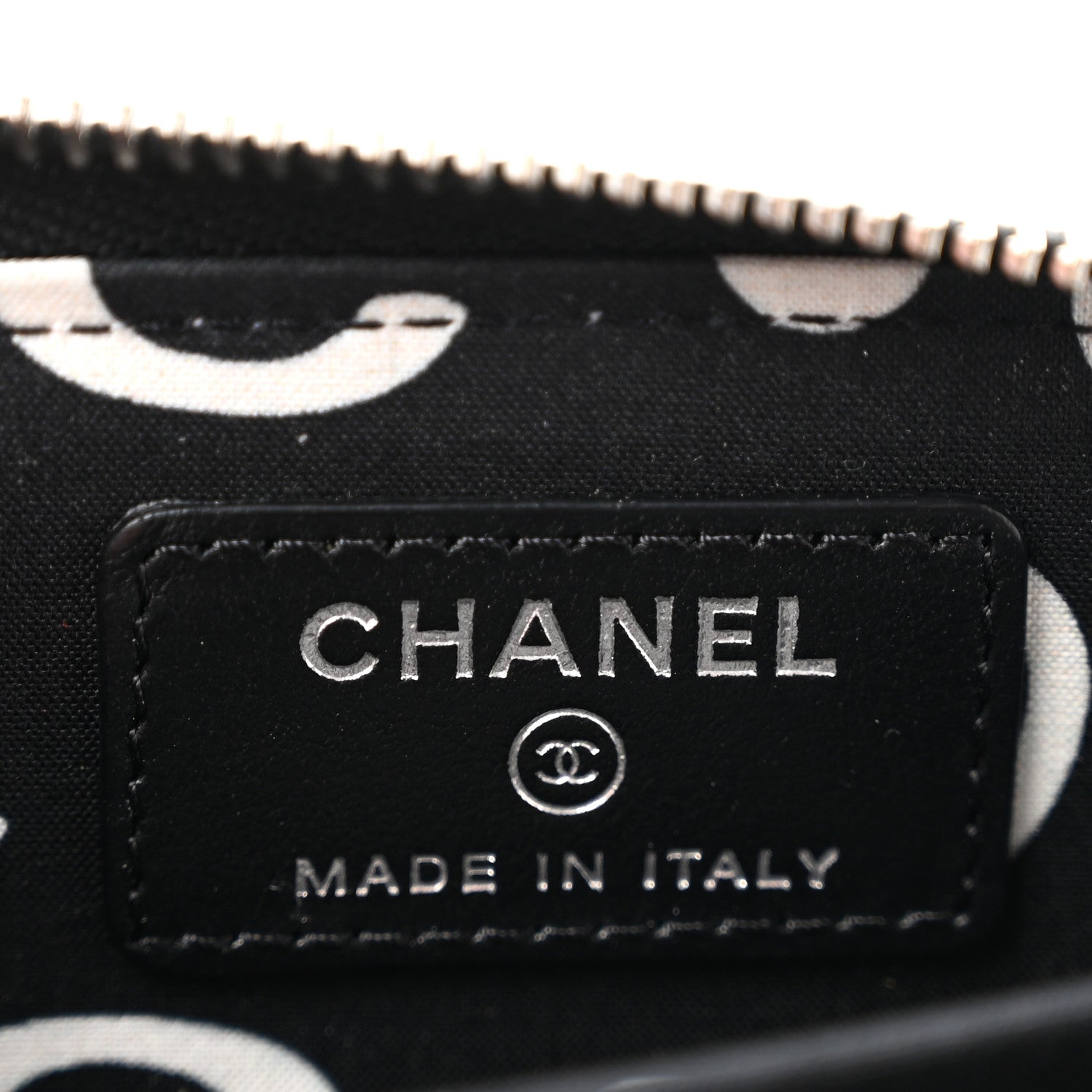 Caviar Quilted Coco Chanel Logo CC Zip Coin Purse Black