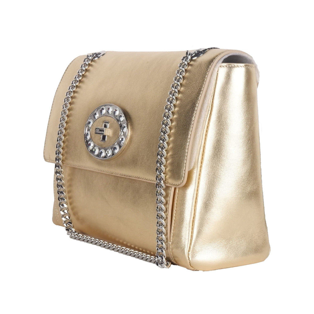 Blumarine Gold Leather Shoulder Women Women's Bag