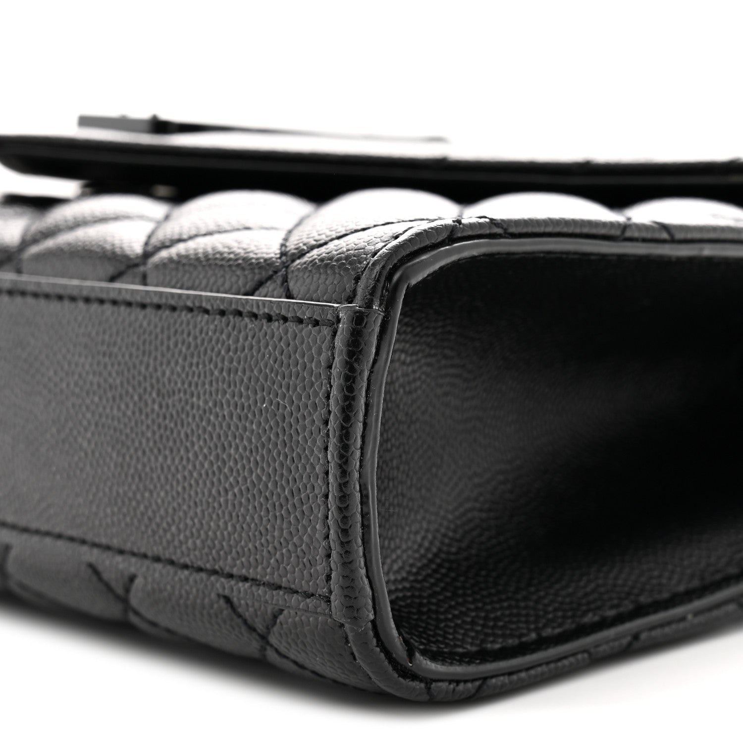 Grain De Poudre Textured Mixed Matelasse Triquilt Small Monogram Monochrome Satchel Black
