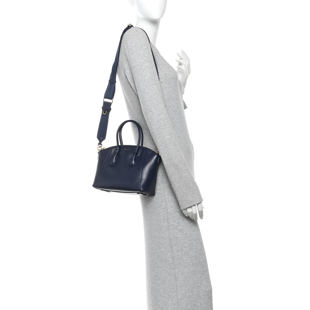 Box Calfskin Mini Sport Antigona Top Handle Bag Navy