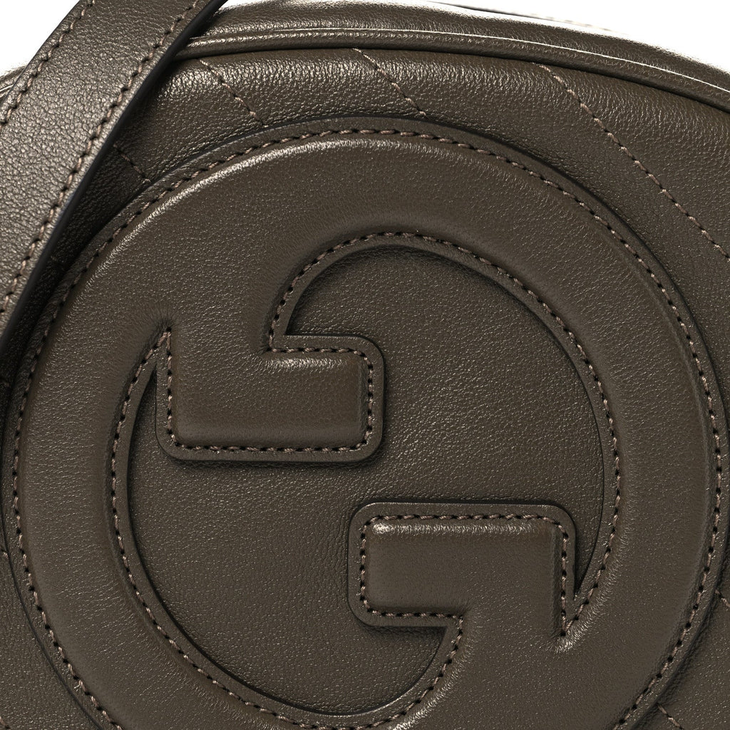 Sakai Be Green Calfskin Diagonal Stitched Mini Blondie Shoulder Bag Craclet Brown