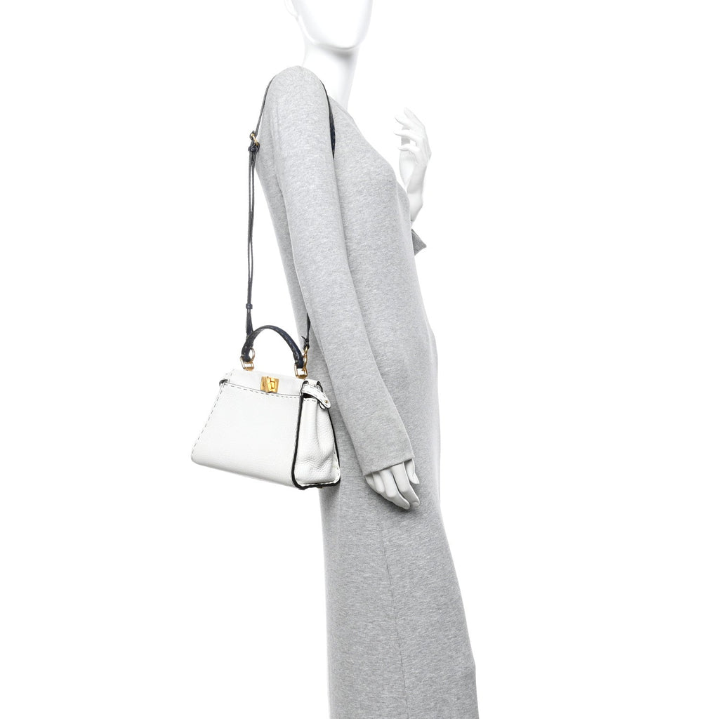 Cuoio Romano Selleria Tri-color Mini Peekaboo Iconic Satchel White Indaco Saddler