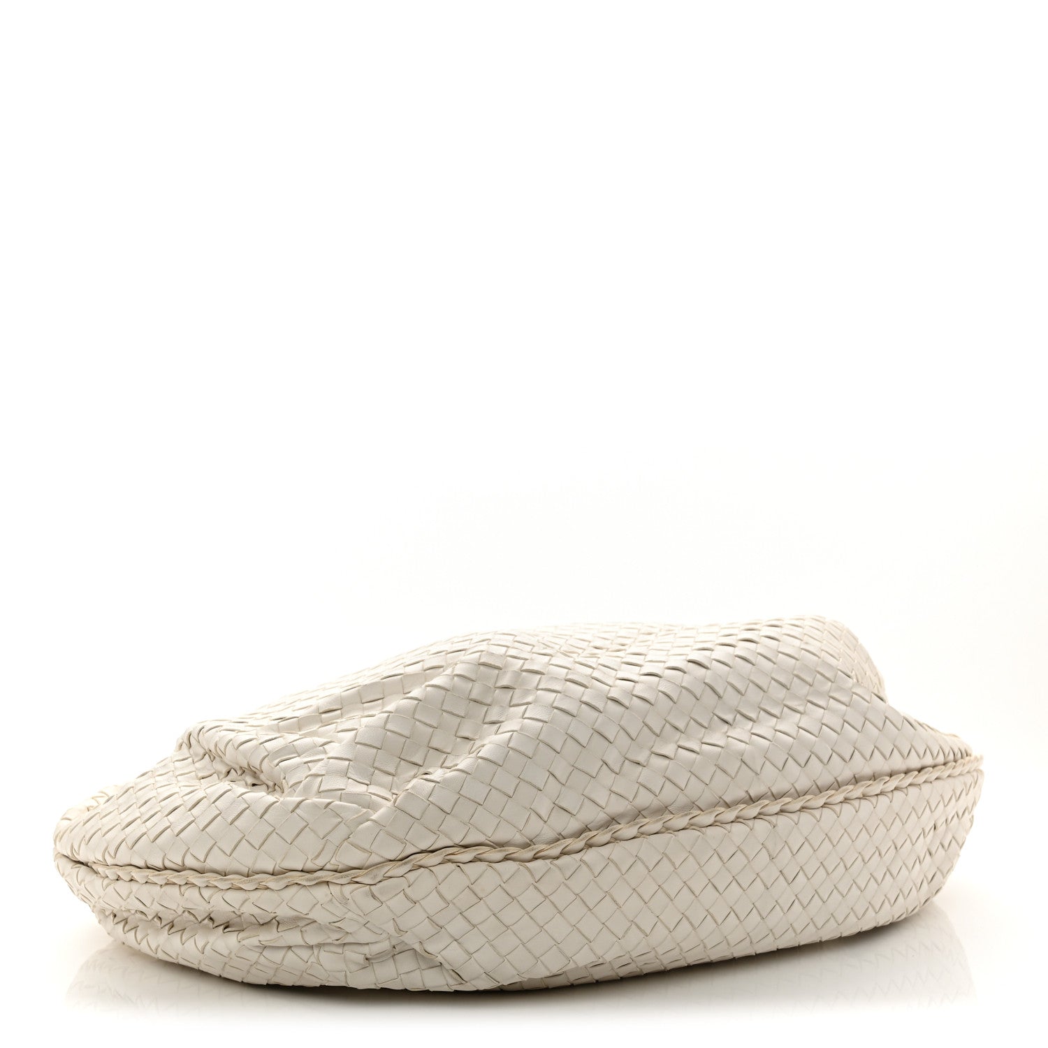 Nappa Intrecciato Large Belly Veneta Hobo White