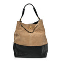Suede Calfskin Shiny Lambskin Quilted Large Coco Base Shopping Bag Beige Black
