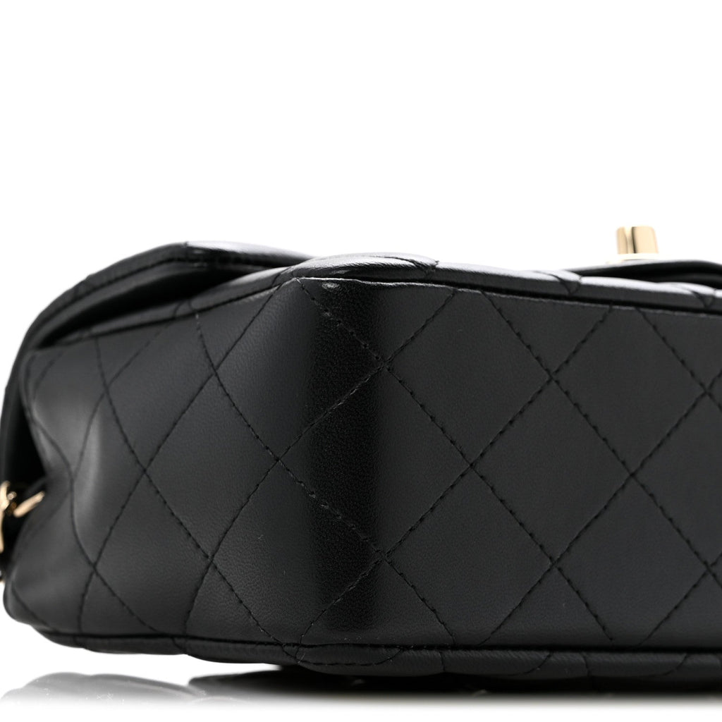 Lambskin Quilted Mini Rectangular Flap Black