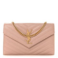 Grain De Poudre Matelasse Chevron Monogram Chain Wallet Pale Blush
