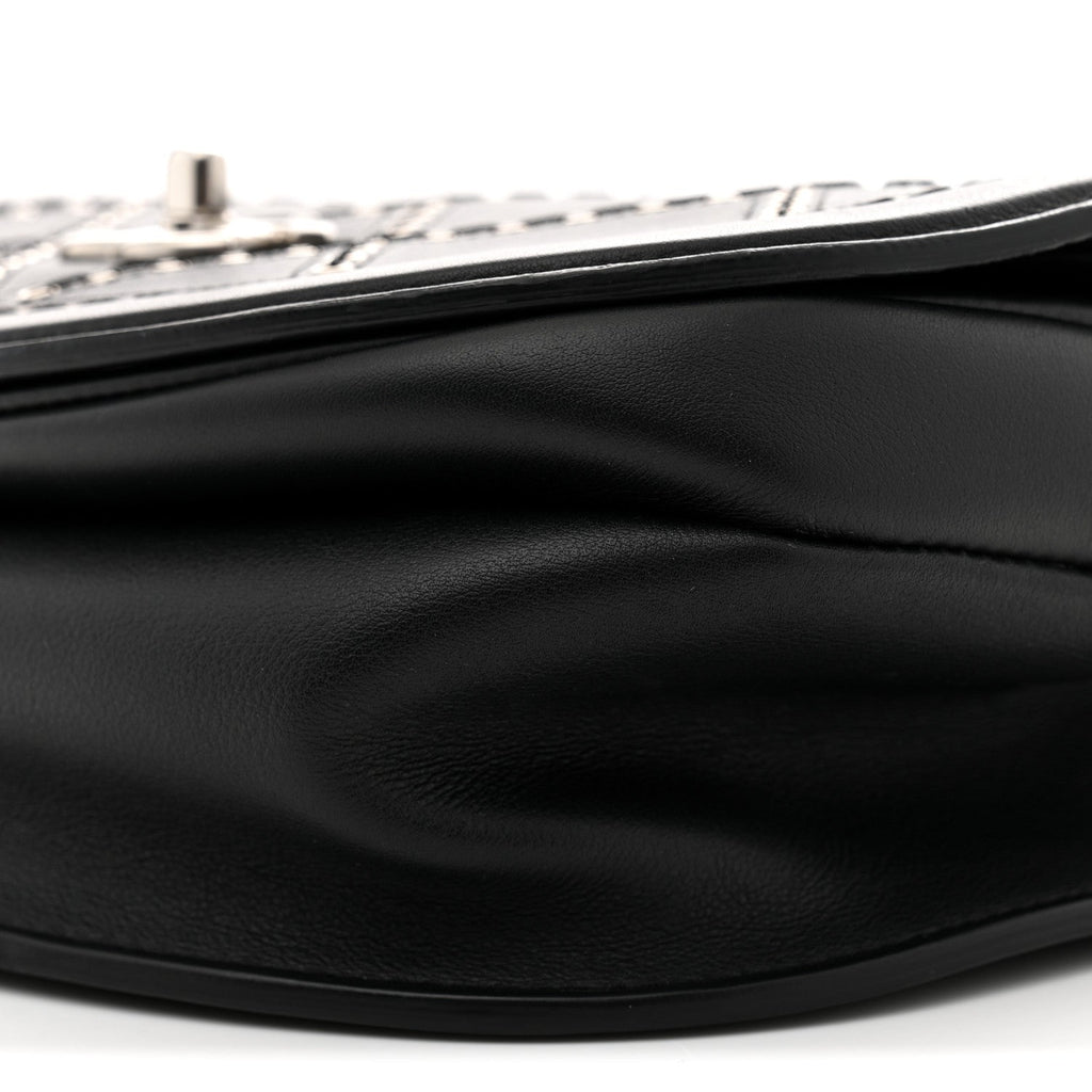 Calfskin Coco Eyelets Small Flap Bag Black