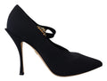 Dolce & Gabbana Black Socks Stretch Crystal Pumps Women's Shoes