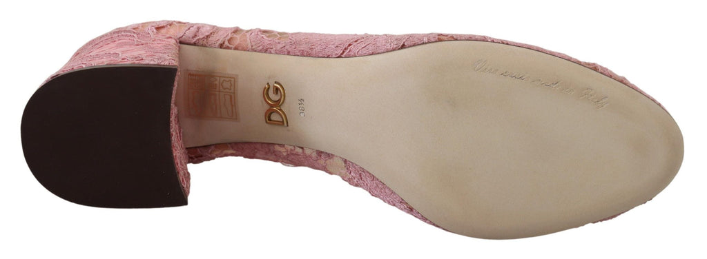 Dolce & Gabbana Pink Taormina Lace Crystal Pumps Pastel Women's Shoes