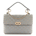 Nappa Medium Rockstud Spike Shoulder Bag Pastel Grey