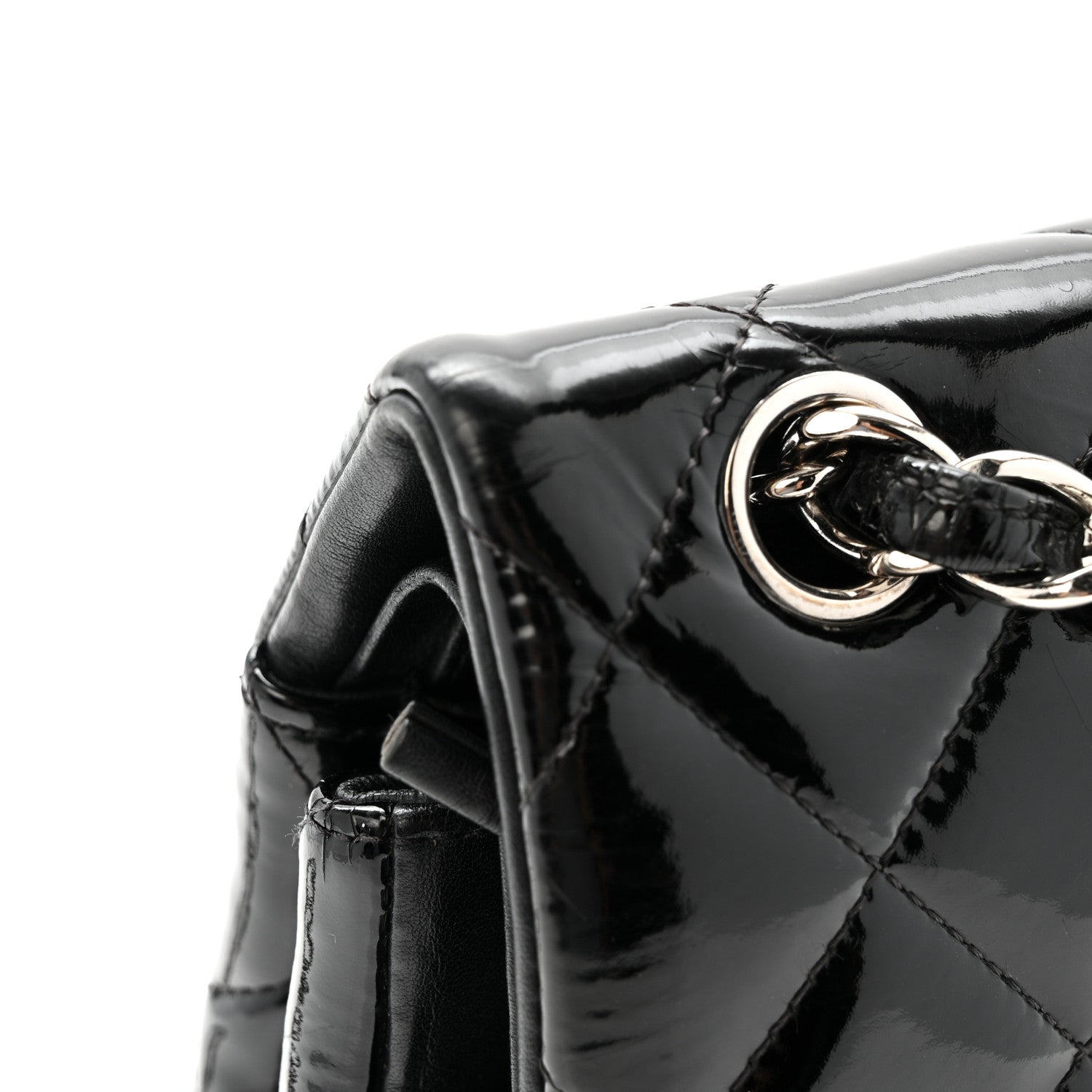 Patent Quilted Jumbo Double Flap Black