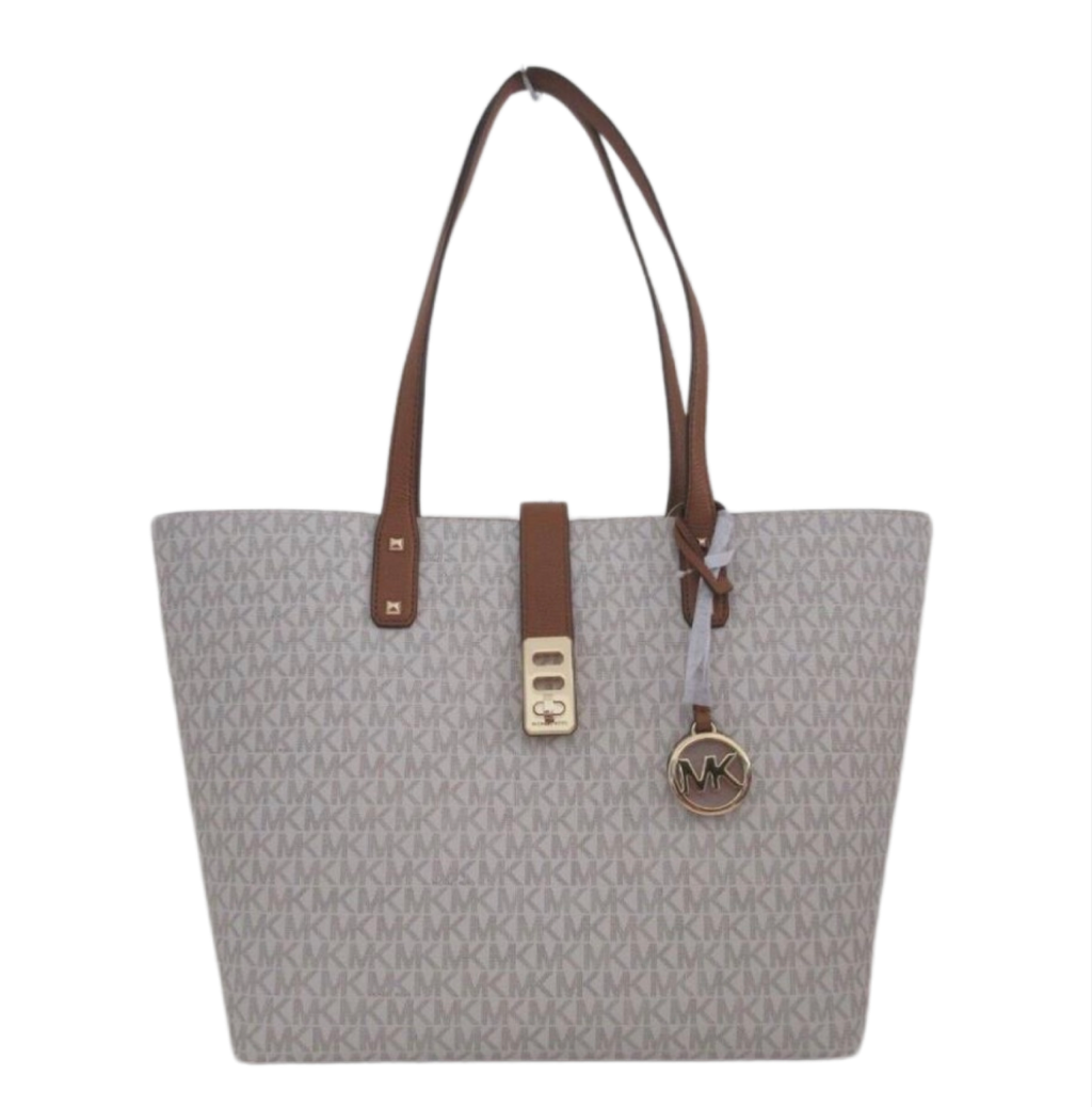 MICHAEL KORS Karson Large Signature Carryall Tote Vanilla/Acorn