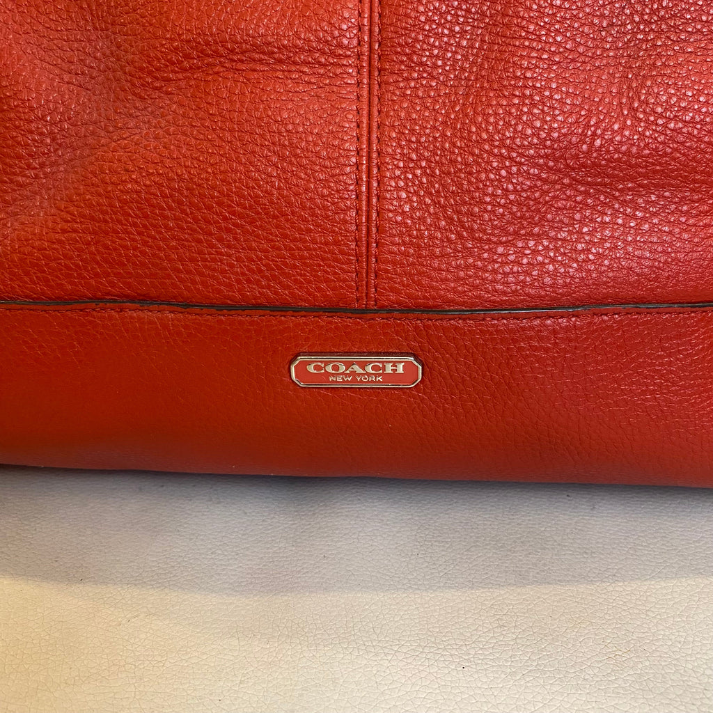 COACH #D1473-F31324 Red Leather Katheryn Triple Zipper Satchel Handbag