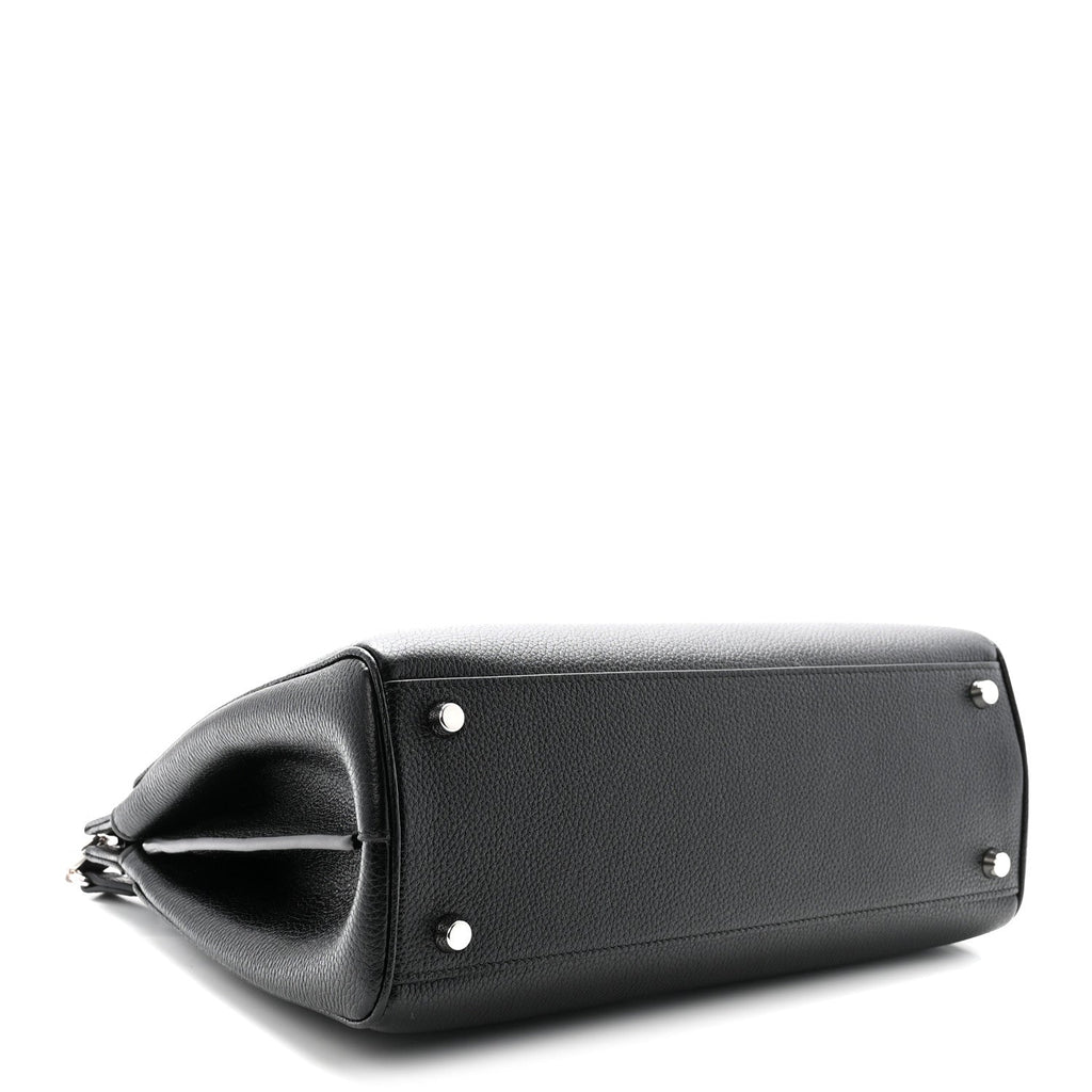 Grainy Calfskin Small Zumi Top Handle Bag Black