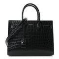 Calfskin Crocodile Embossed Baby Sac De Jour Black