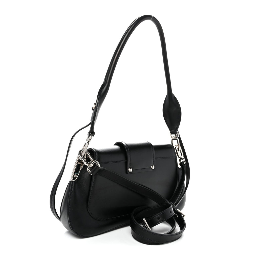 City Calfskin Saffiano Sidonie Shoulder Bag Black