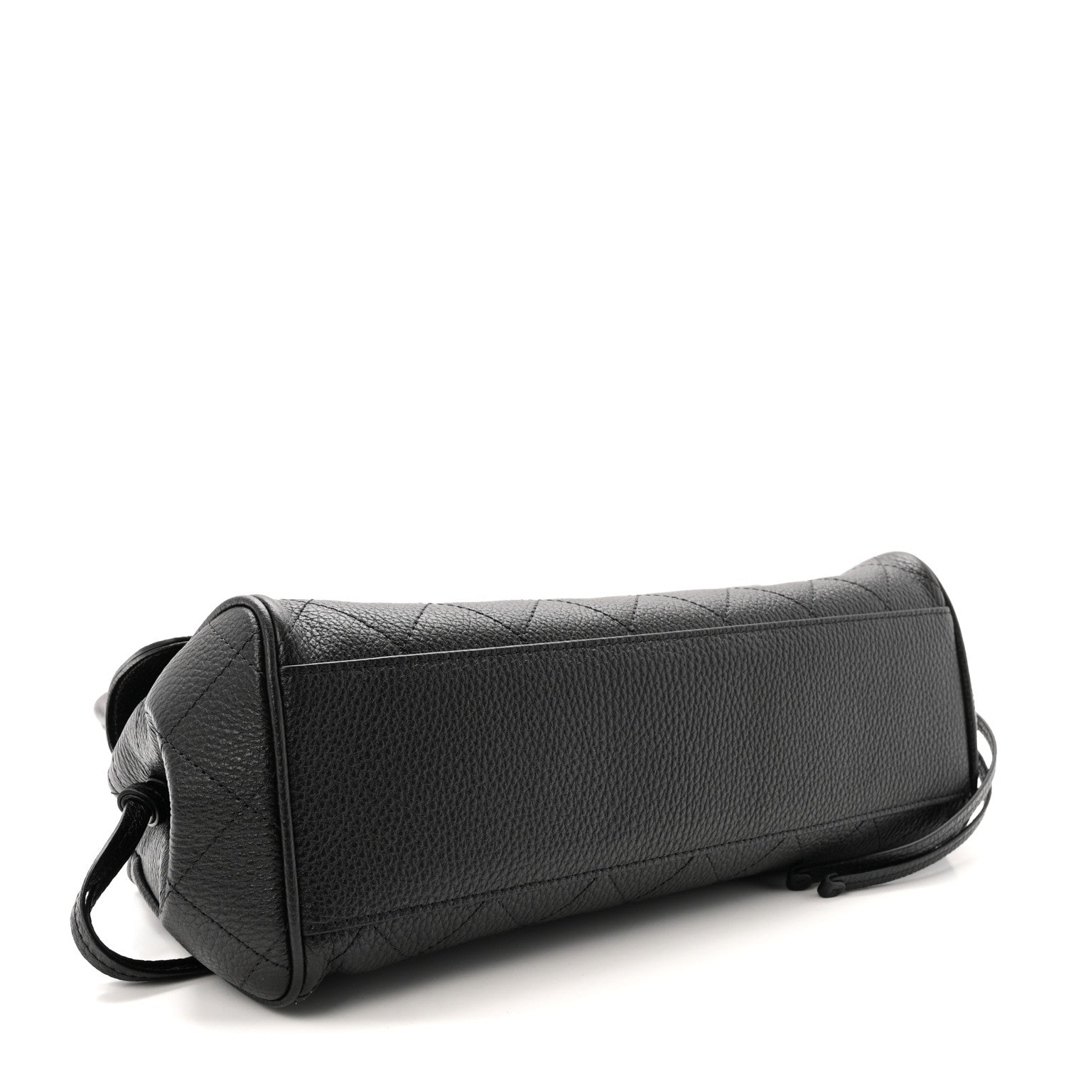Grained Calfskin Stitched Urban Essentials Small Shopping Bag Black