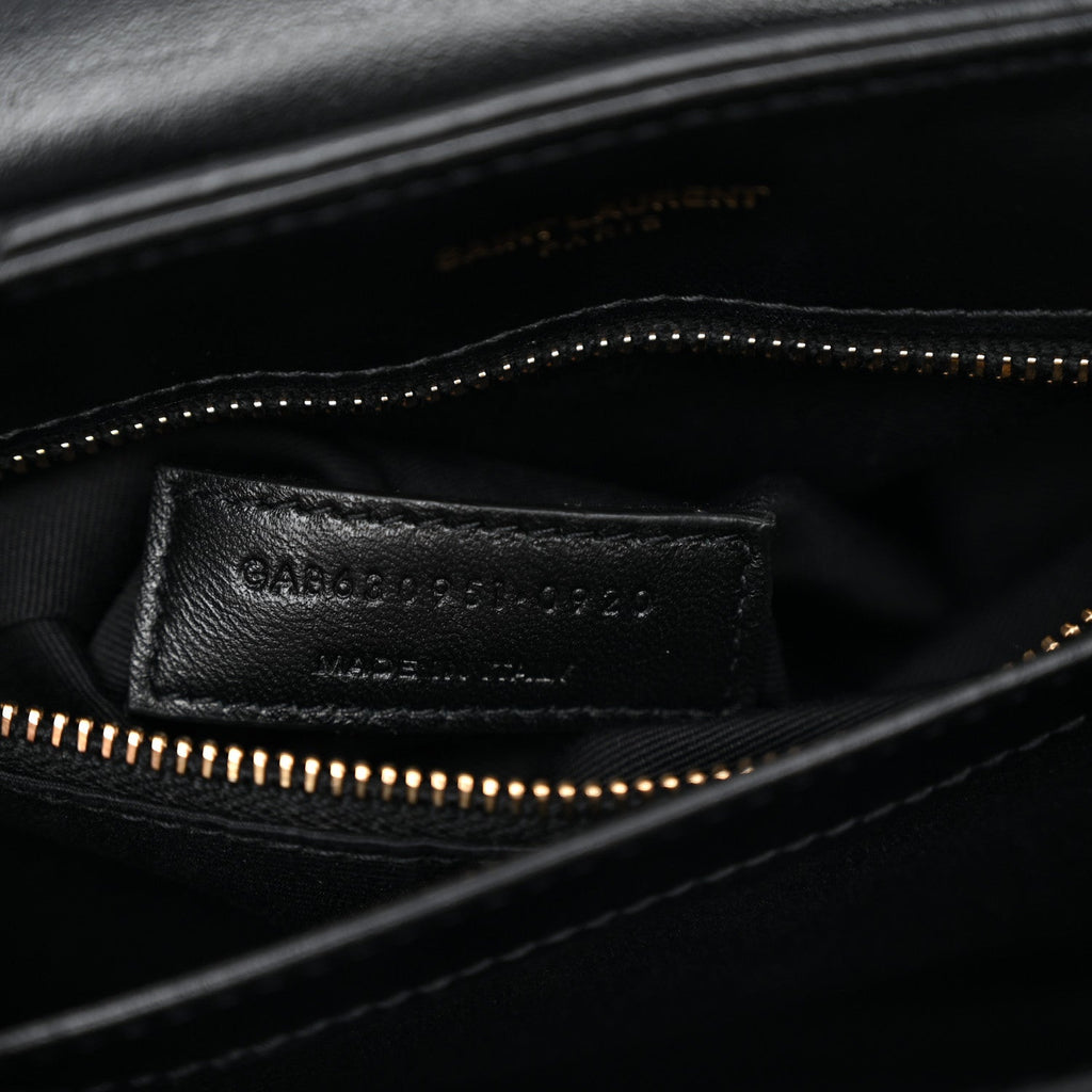 Calfskin Y Quilted Monogram Toy Loulou Crossbody Bag Black