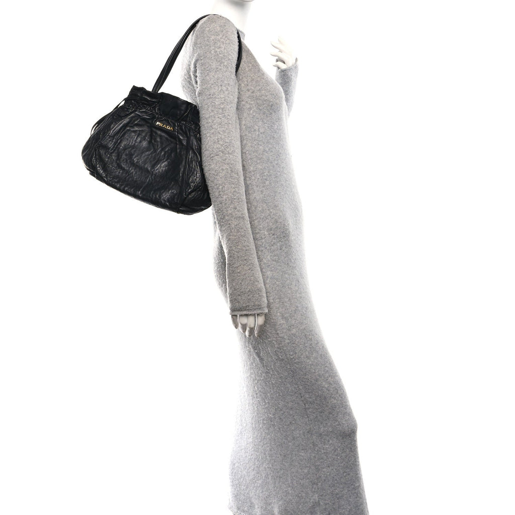 Nappa Antique Drawstring Tote Black