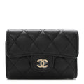 Caviar Quilted Classic 4 Key Holder Wallet Black