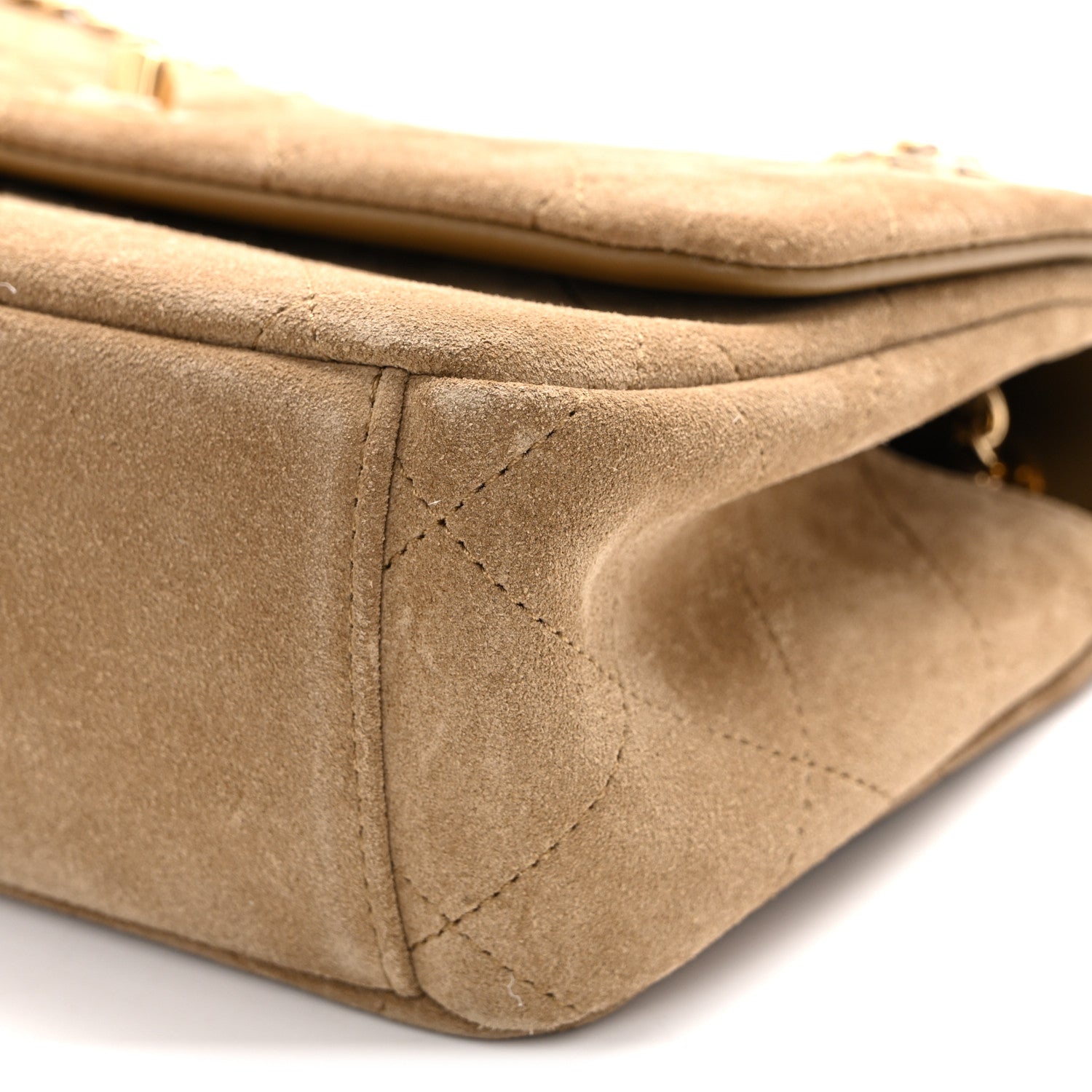 Suede Calfskin Quilted Eyes On You Flap Dark Beige