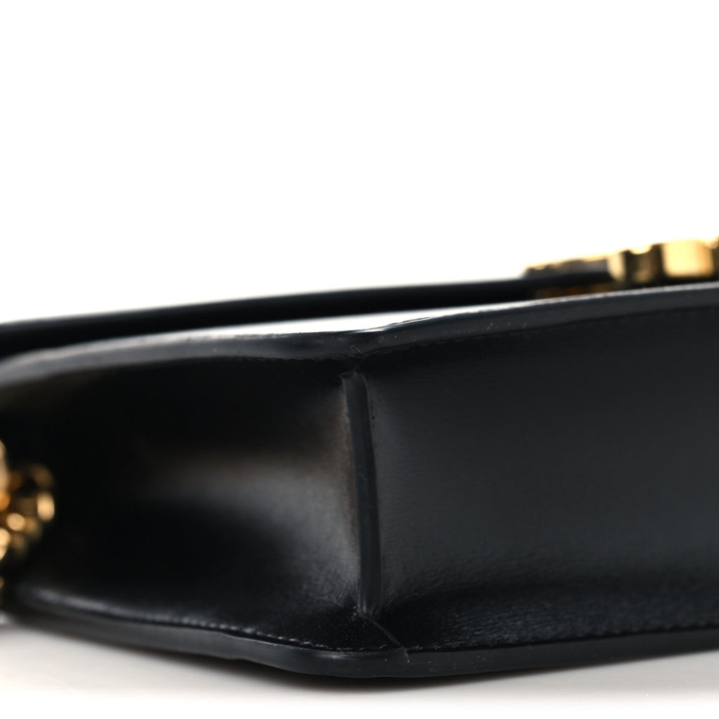 Shiny Calfskin Triomphe Margo Wallet on Chain Black