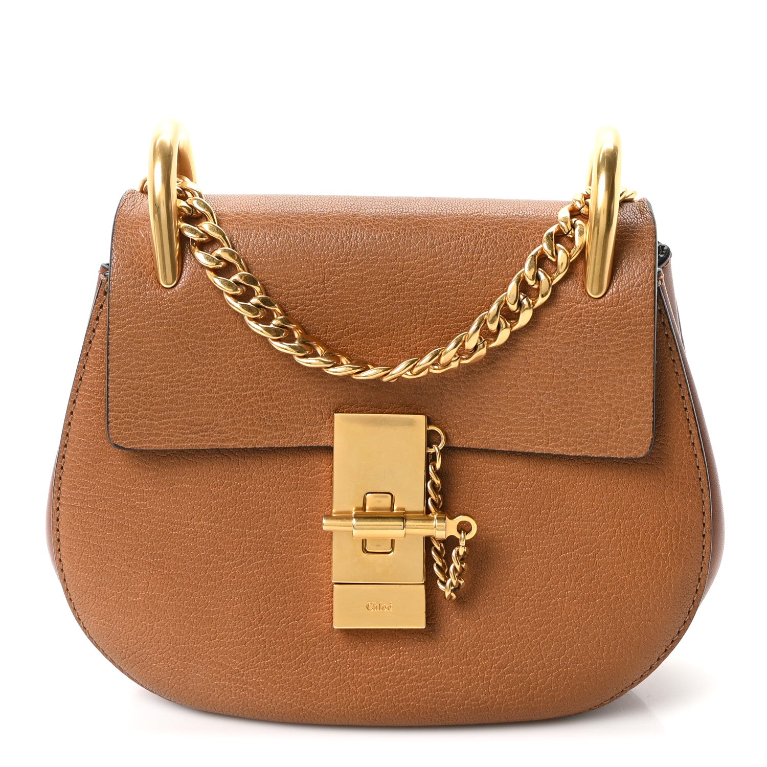Grained Lambskin Mini Drew Shoulder Bag Caramel