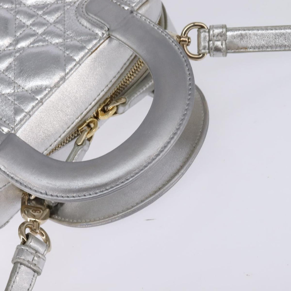 Christian Dior Lady Cannage Matelassé Silver Leather Bag (Authentic  )