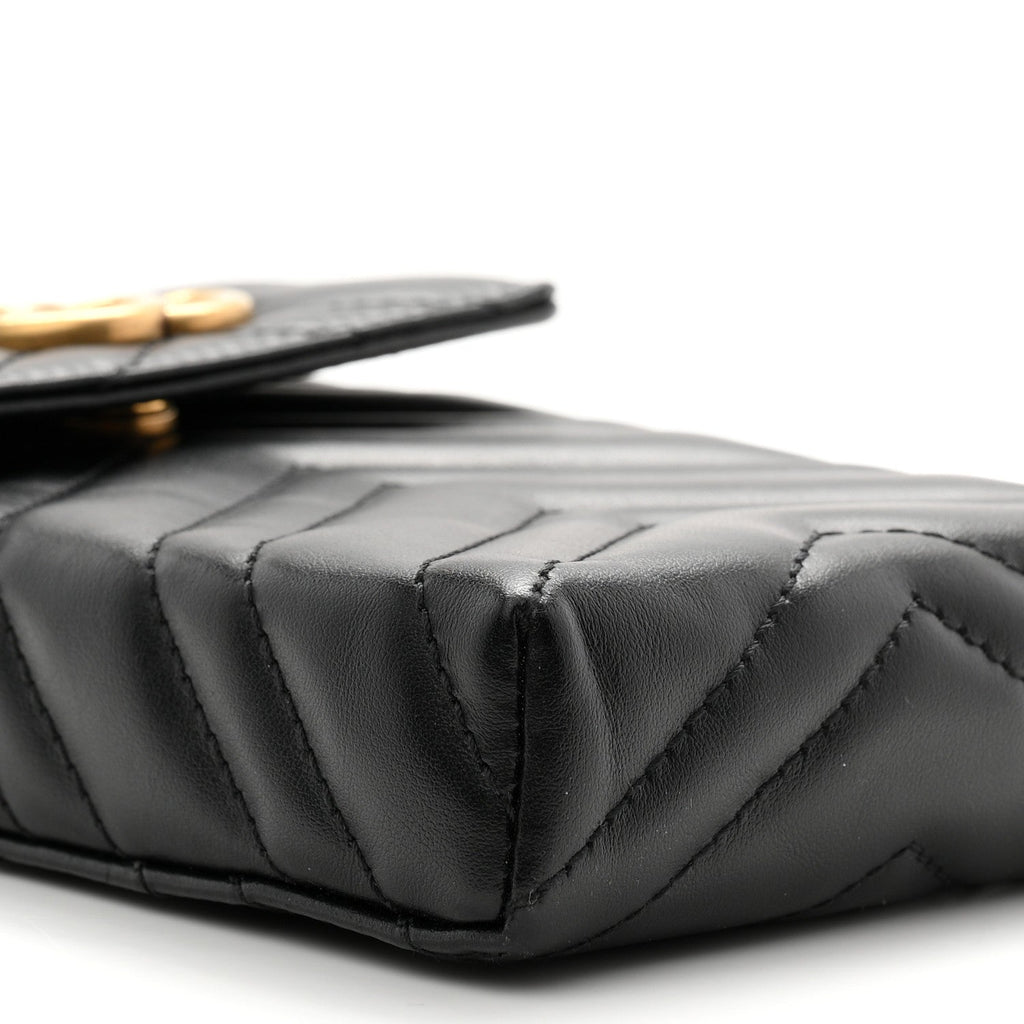Calfskin Small GG Marmont Phone Crossbody Bag Black