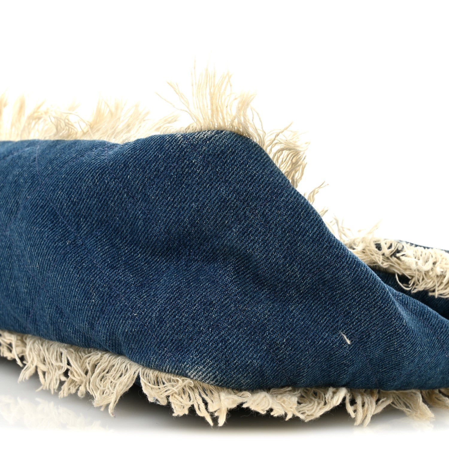 Frayed Denim Quilted Flap Blue