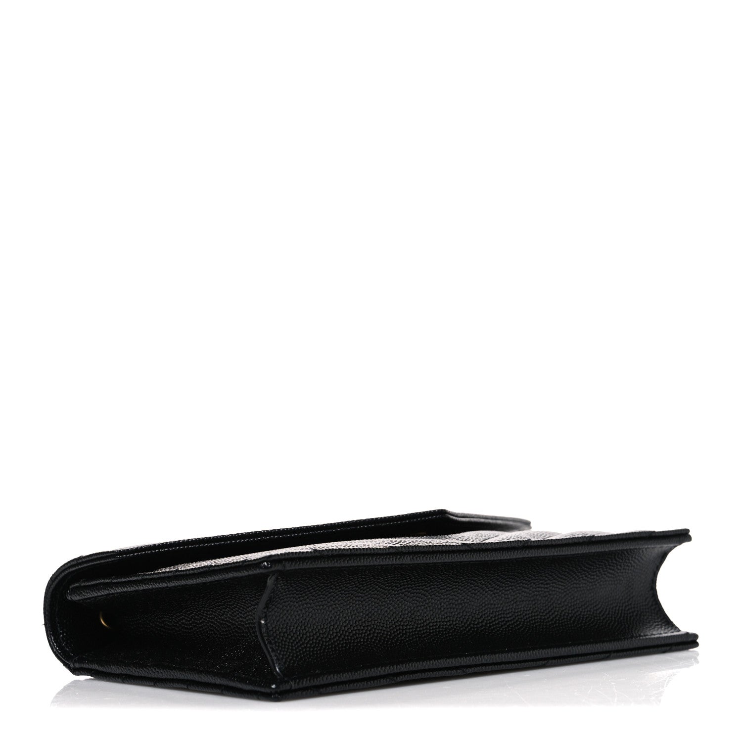 Grain De Poudre Matelasse Chevron Monogram Envelope Chain Wallet Black