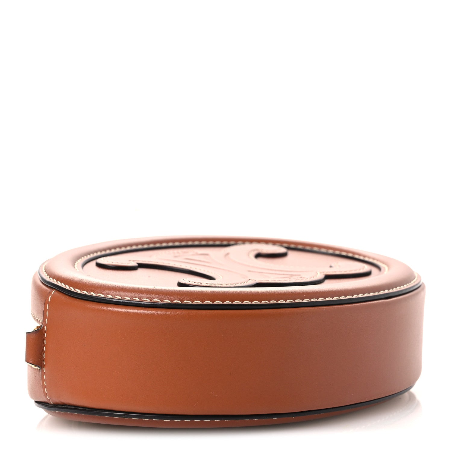 Smooth Calfskin Cuir Small Triomphe Oval Crossbody Purse Tan