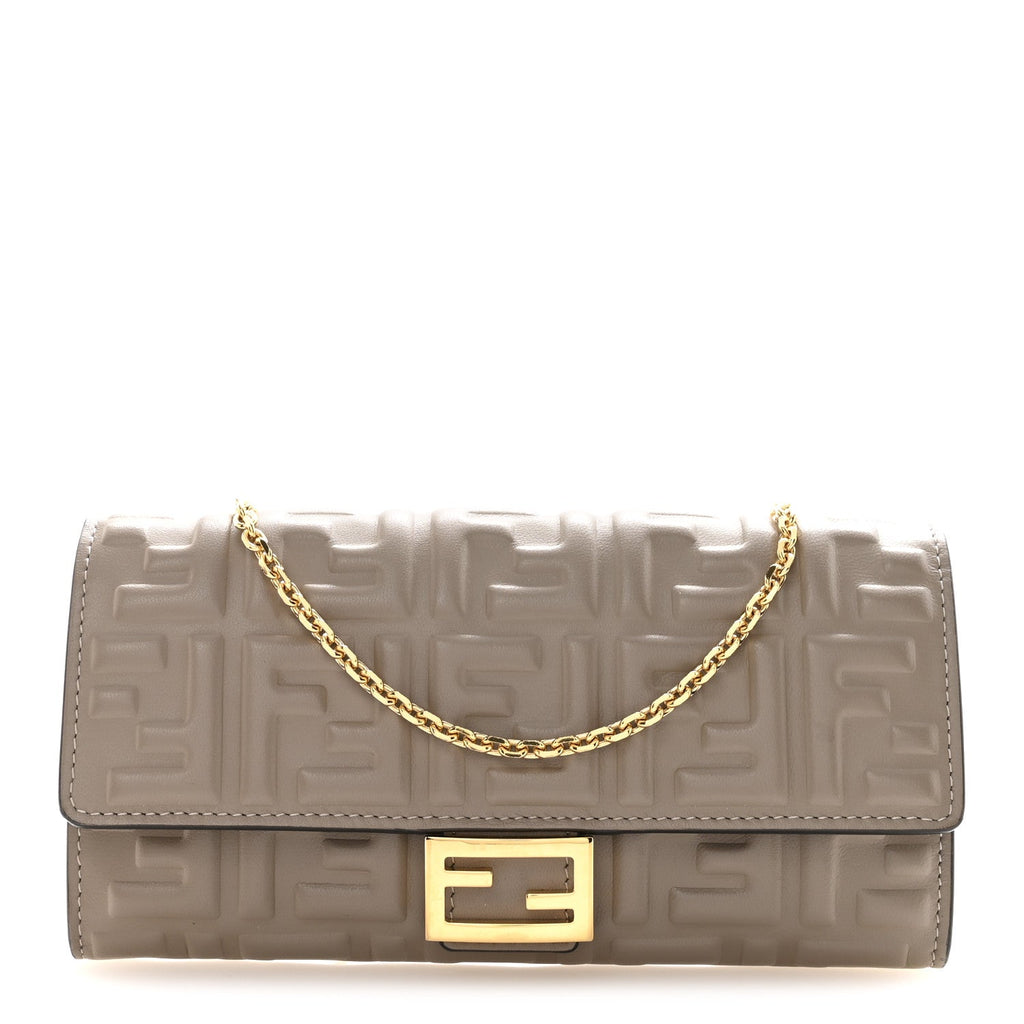 Nappa Matisse FF Embossed Continental Wallet On Chain Tortora