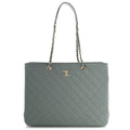 Caviar Quilted Large Classic Shopping Tote Light Green