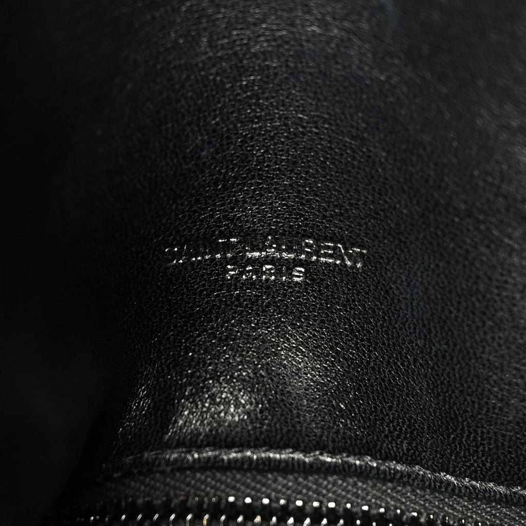 Lambskin Quilted Monogram Monochrome Small Loulou Puffer Chain Satchel Black
