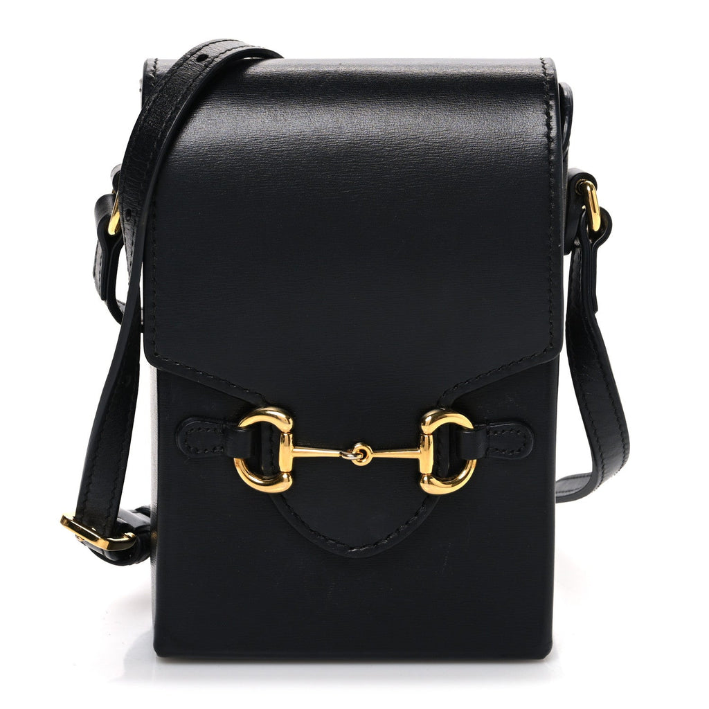 Boarded Plutone Calfskin Mini Horsebit 1955 Crossbody Bag Black