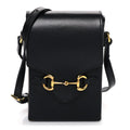 Boarded Plutone Calfskin Mini Horsebit 1955 Crossbody Bag Black