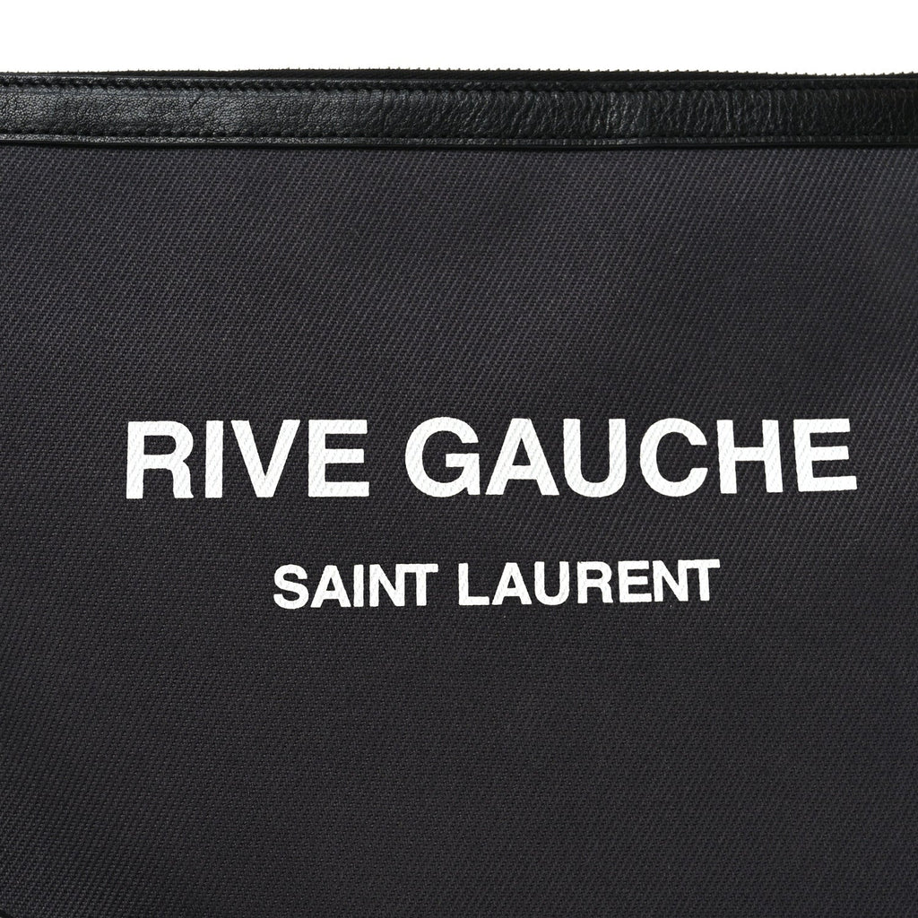 Linen Canvas Rive Gauche Zipped Pouch Black