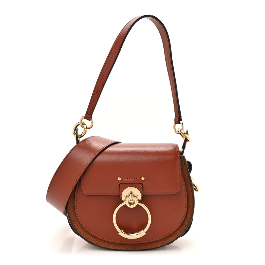 Calfskin Suede Small Tess Bag Sepia Brown