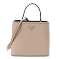 Saffiano Cuir Panier Bucket Bag Cipria Black