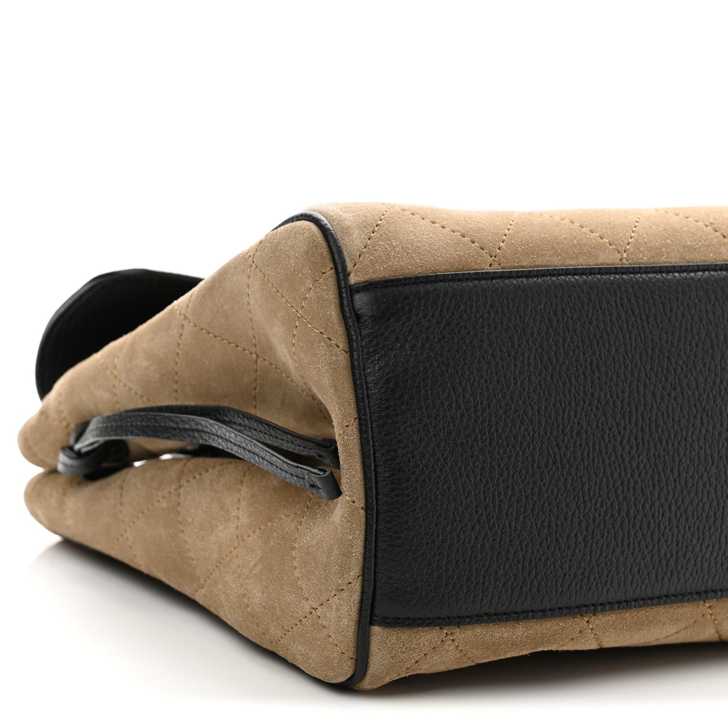 Grained Calfskin Suede Urban Essentials Large Shopping Bag Dark Beige Black Dark Beige Black